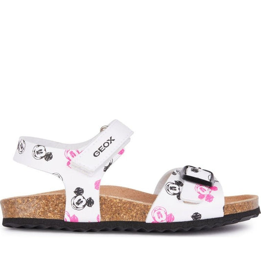 Geox girls white, black adriel sandals | Vilbury London