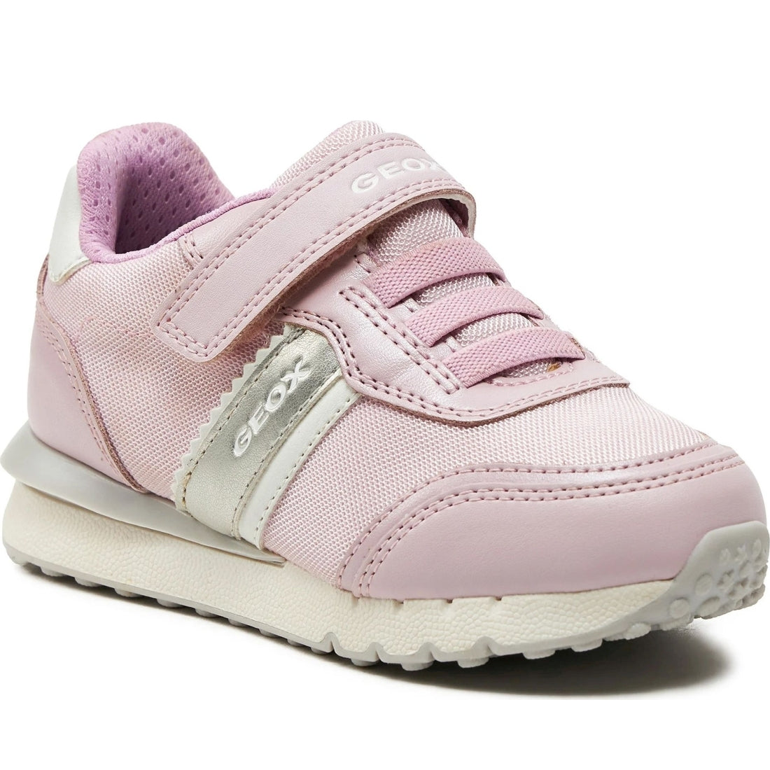 Geox girls pink, white fastics sneakers | Vilbury London