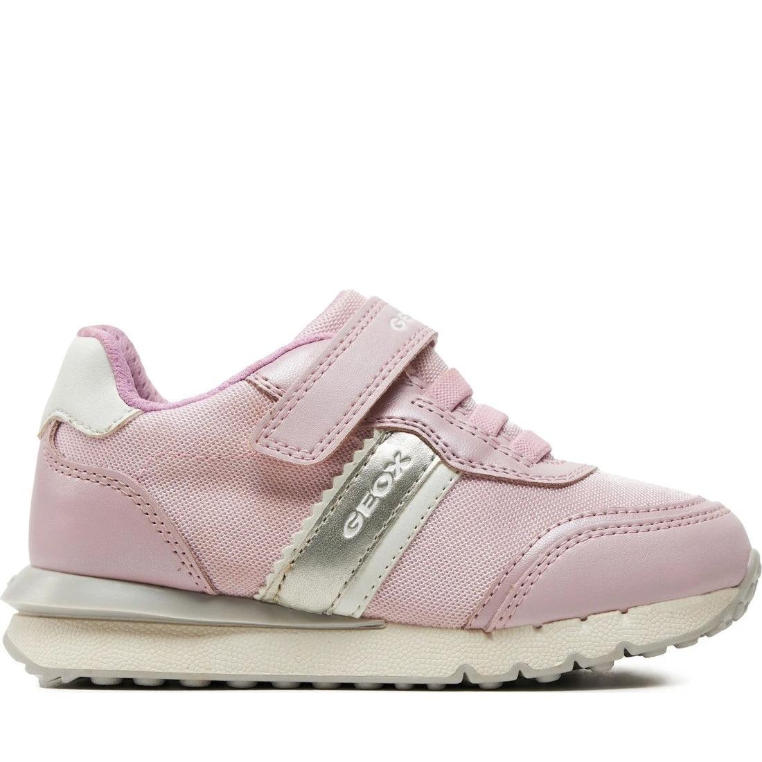 Geox girls pink, white fastics sneakers | Vilbury London