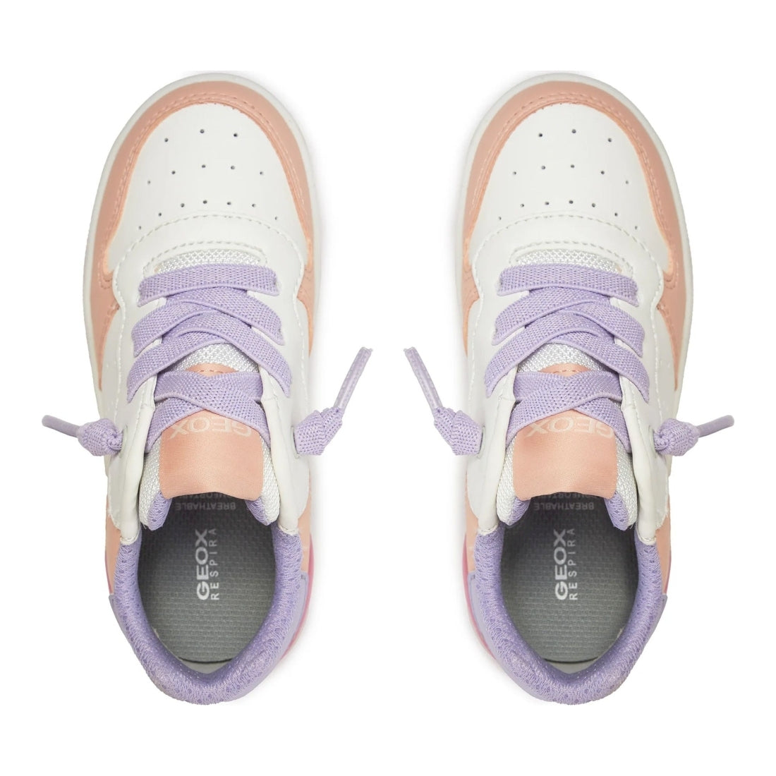 Geox girls white, peach washiba sneakers | Vilbury London