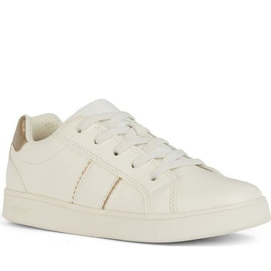 Geox girls white, platinum eclyper sneakers | Vilbury London