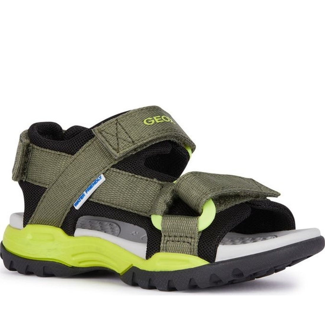 Geox boys military, lime borealis sandals | Vilbury London