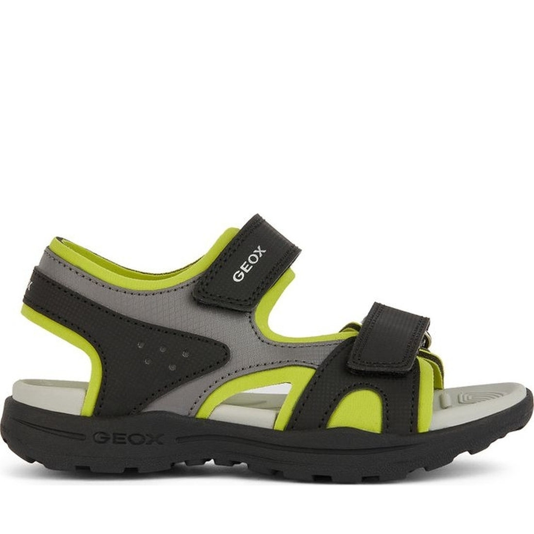 Geox boys black, lime vaniett sandals | Vilbury London