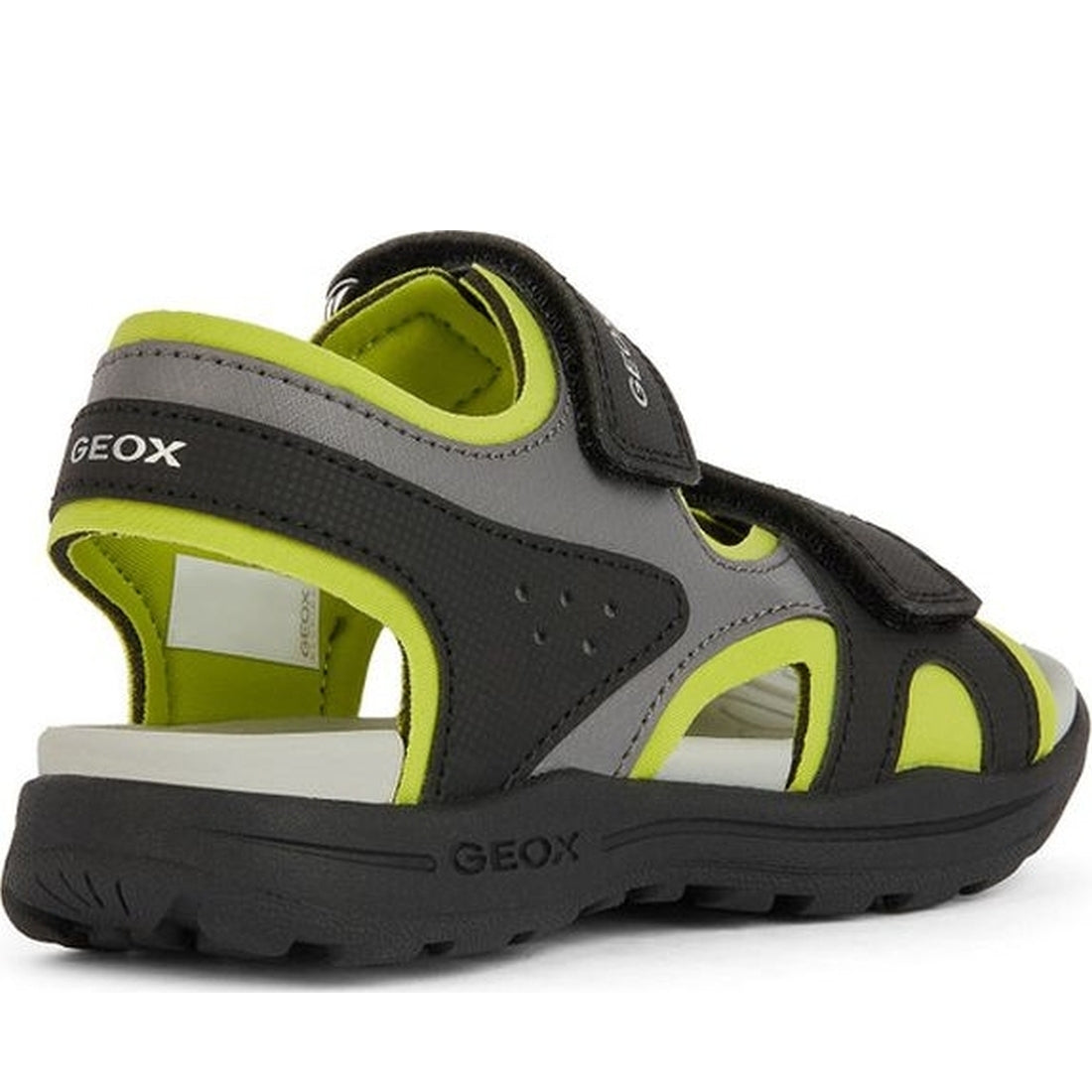 Geox boys black, lime vaniett sandals | Vilbury London