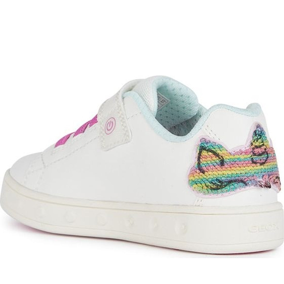 Geox girls white, multicolor skylin sneakers | Vilbury London