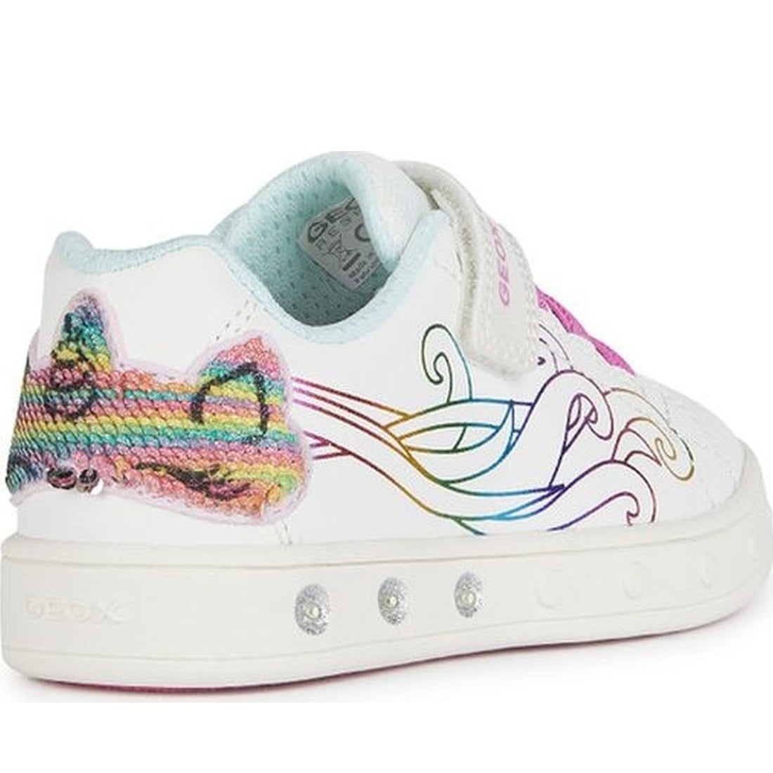 Geox girls white, multicolor skylin sneakers | Vilbury London