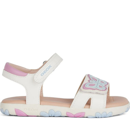 Geox girls white, dk pink sandal haiti | Vilbury London