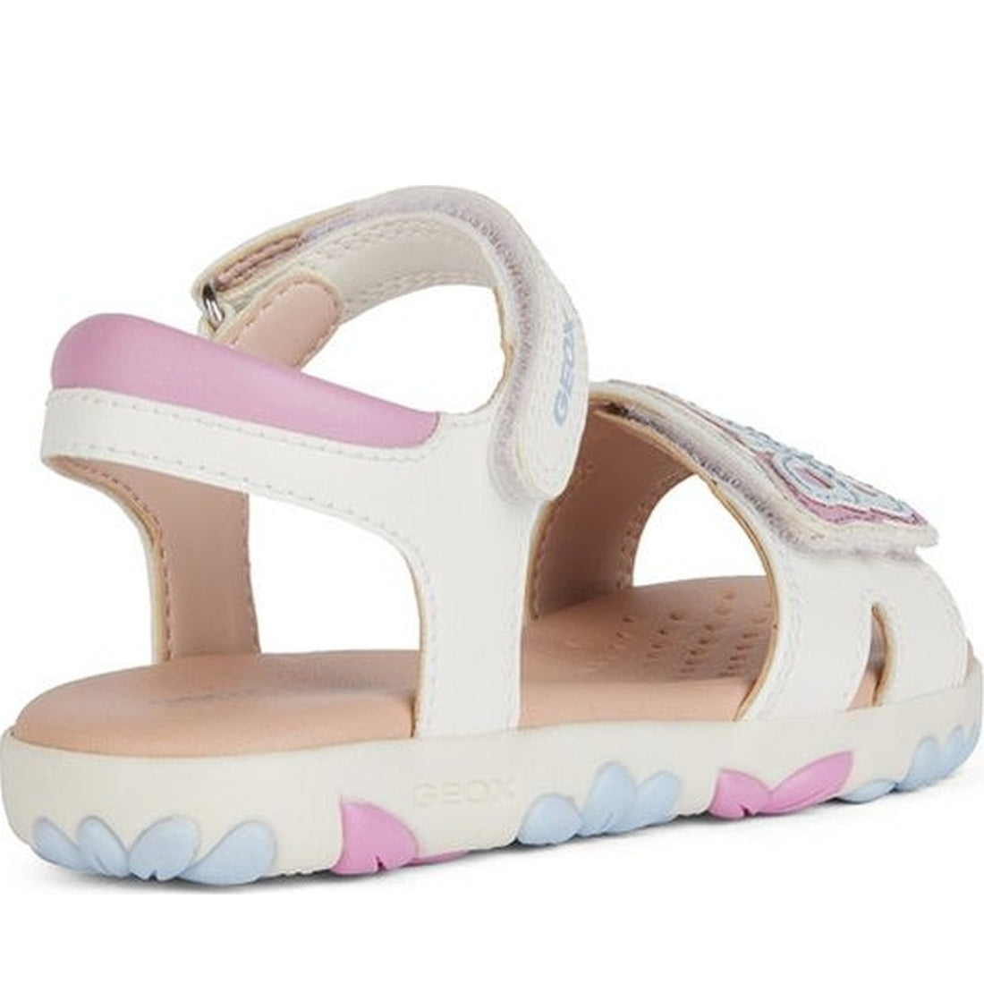 Geox girls white, dk pink sandal haiti | Vilbury London