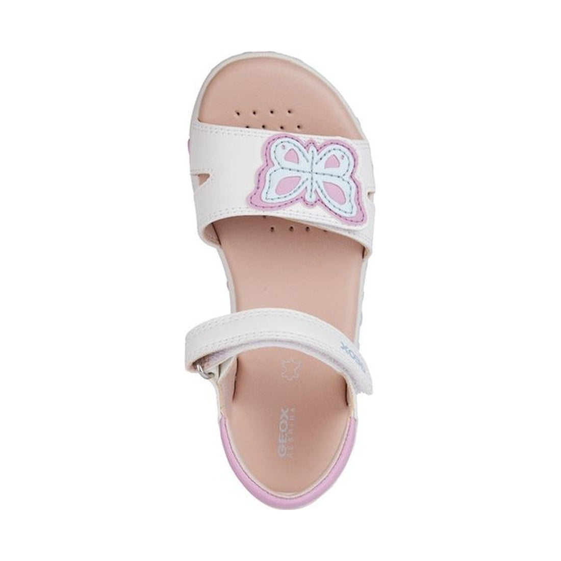 Geox girls white, dk pink sandal haiti | Vilbury London