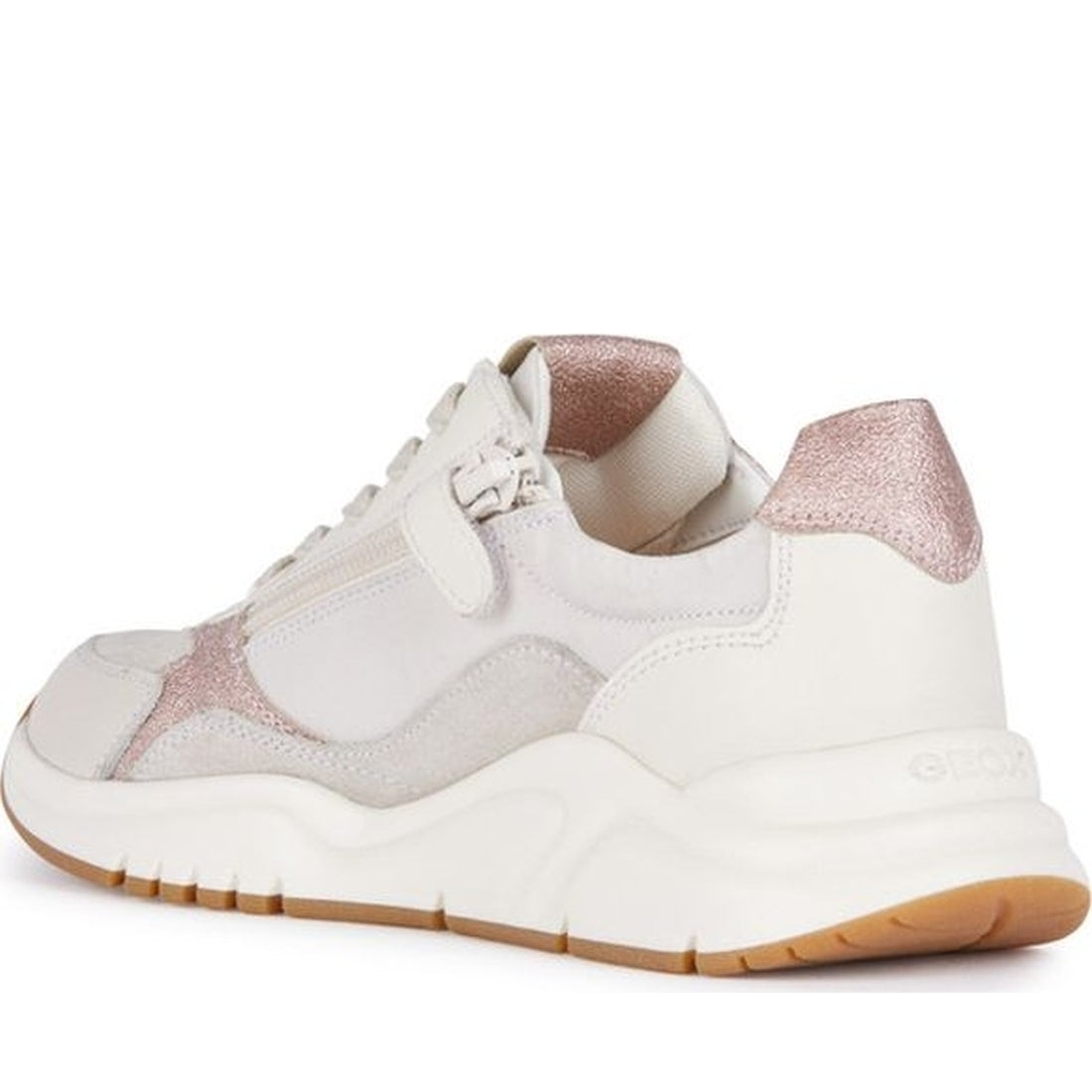 Geox girls off white, lt rose mawazy sneakers | Vilbury London