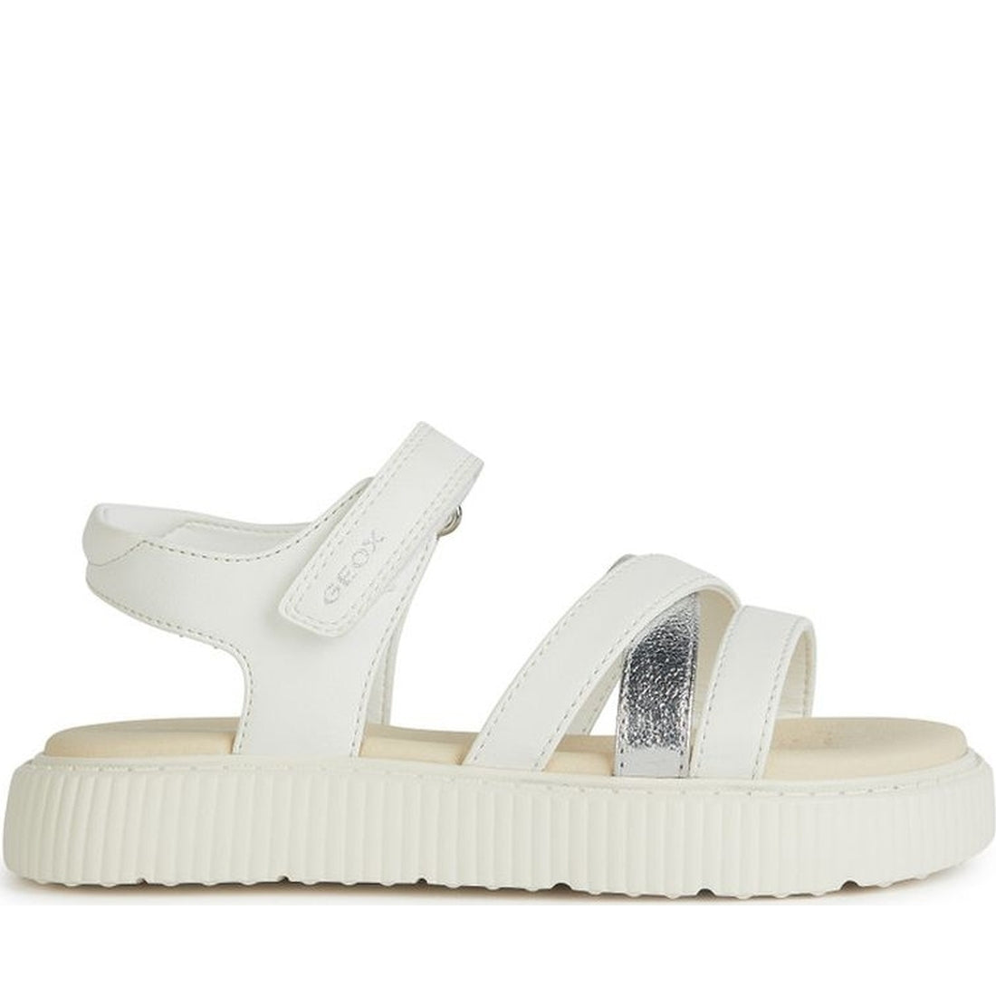 Geox girls white, silver sandal kodette | Vilbury London