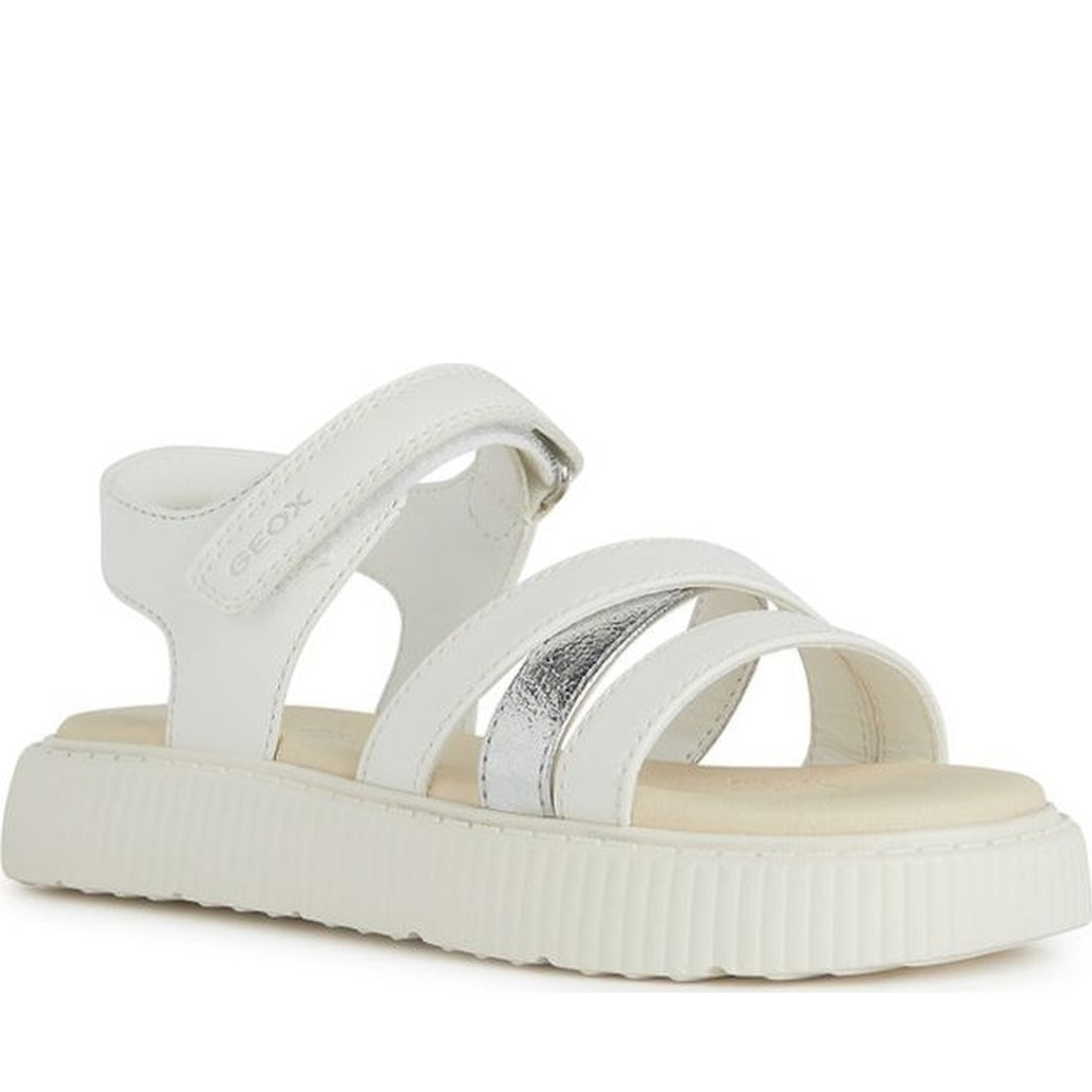 Geox girls white, silver sandal kodette | Vilbury London