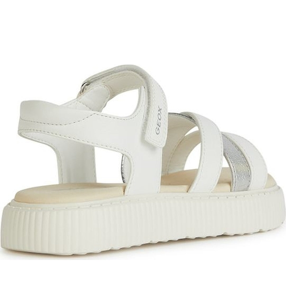 Geox girls white, silver sandal kodette | Vilbury London