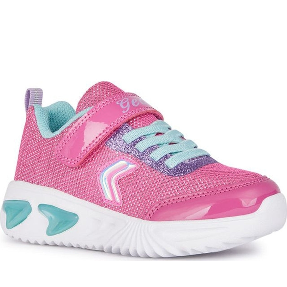 Geox girls fuchsia, aqua assister sneakers | Vilbury London