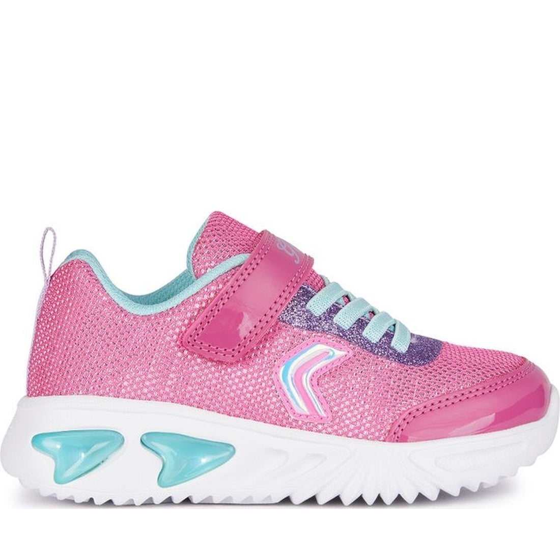 Geox girls fuchsia, aqua assister sneakers | Vilbury London