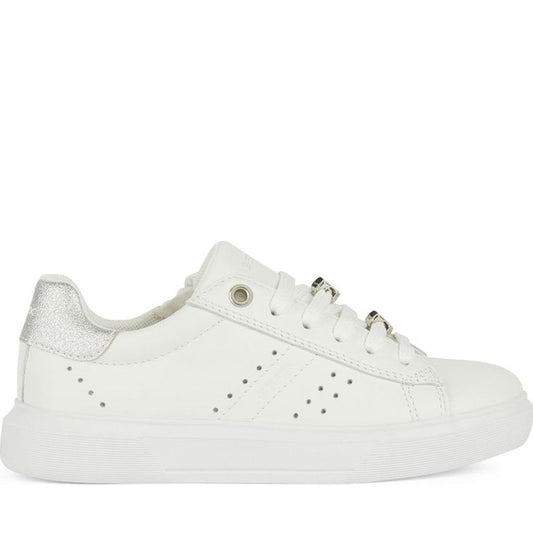 Geox girls white, silver nettuno sneakers | Vilbury London