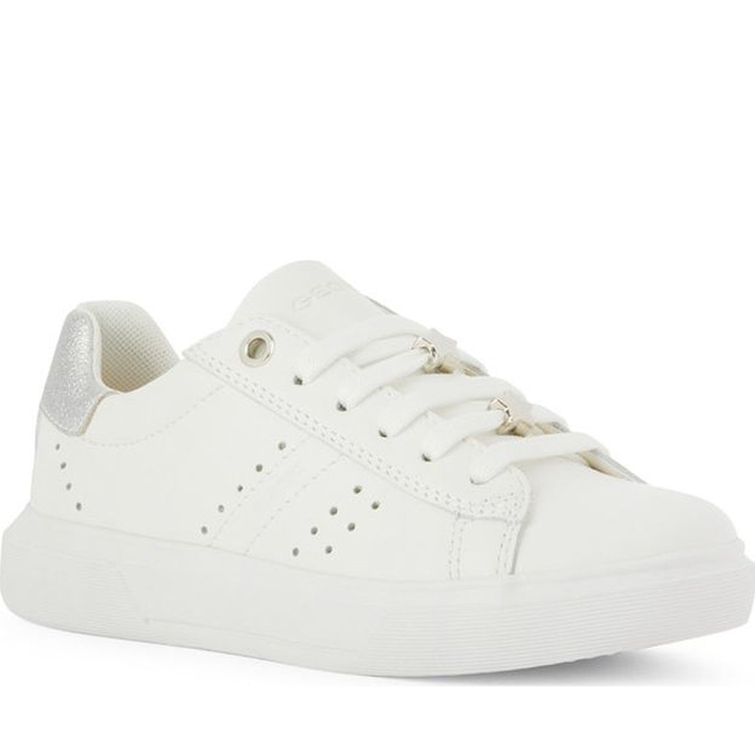 Geox girls white, silver nettuno sneakers | Vilbury London