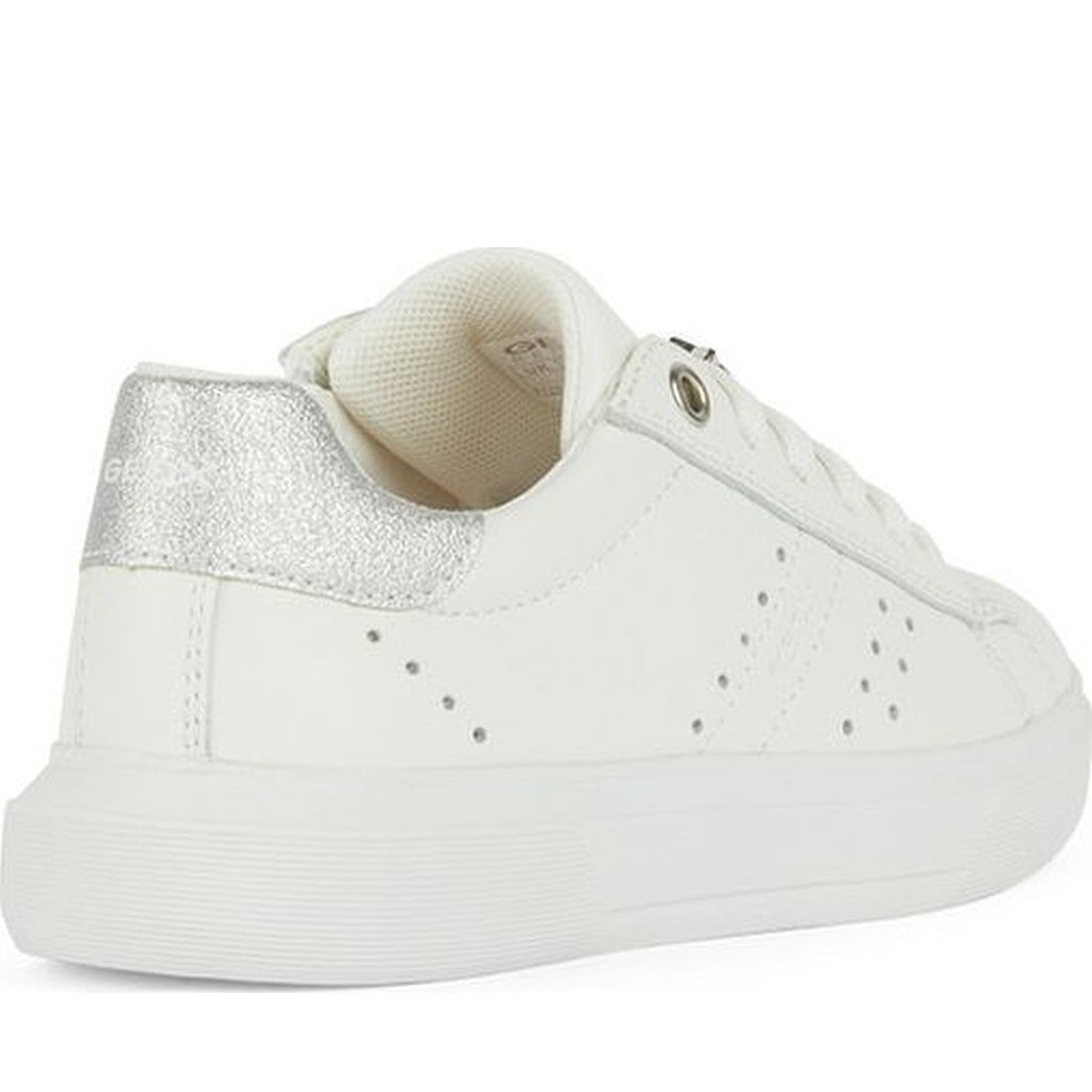 Geox girls white, silver nettuno sneakers | Vilbury London