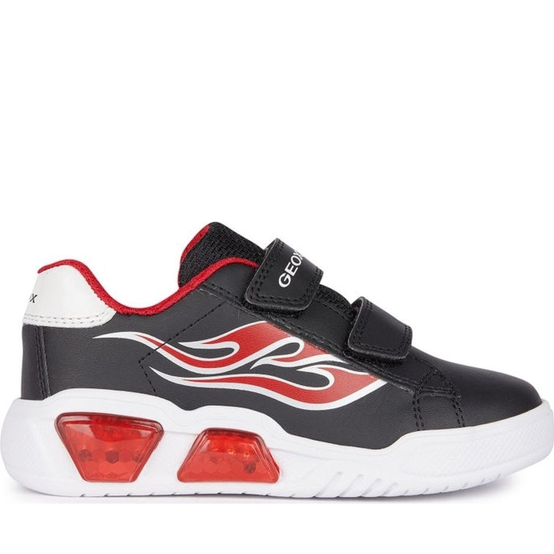 Geox boys black, red illuminus sneakers | Vilbury London