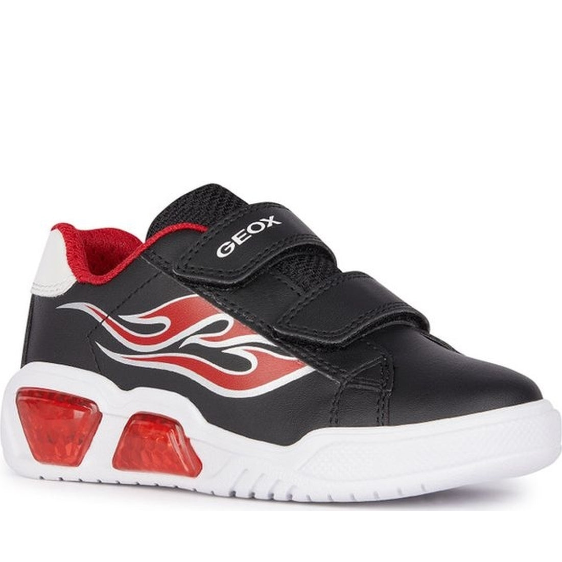 Geox boys black, red illuminus sneakers | Vilbury London