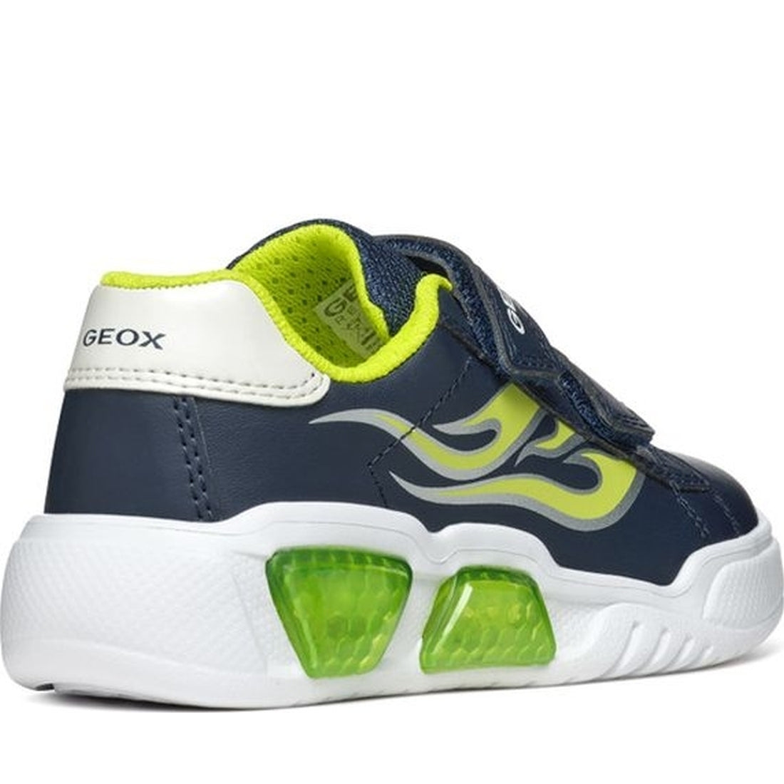 Geox boys navy, lime illuminus sneakers | Vilbury London