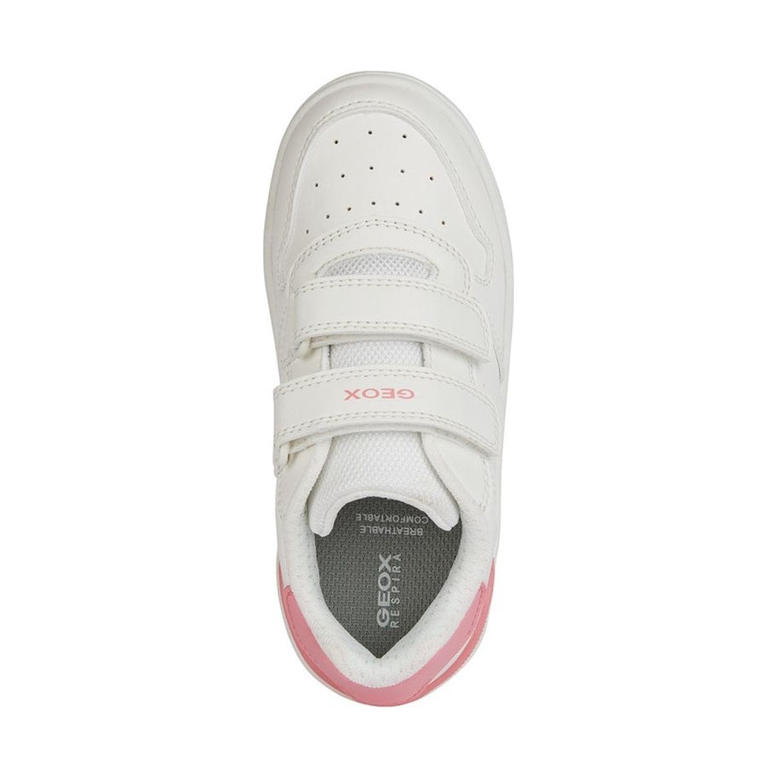 Geox girls white, coral washiba sneakers | Vilbury London