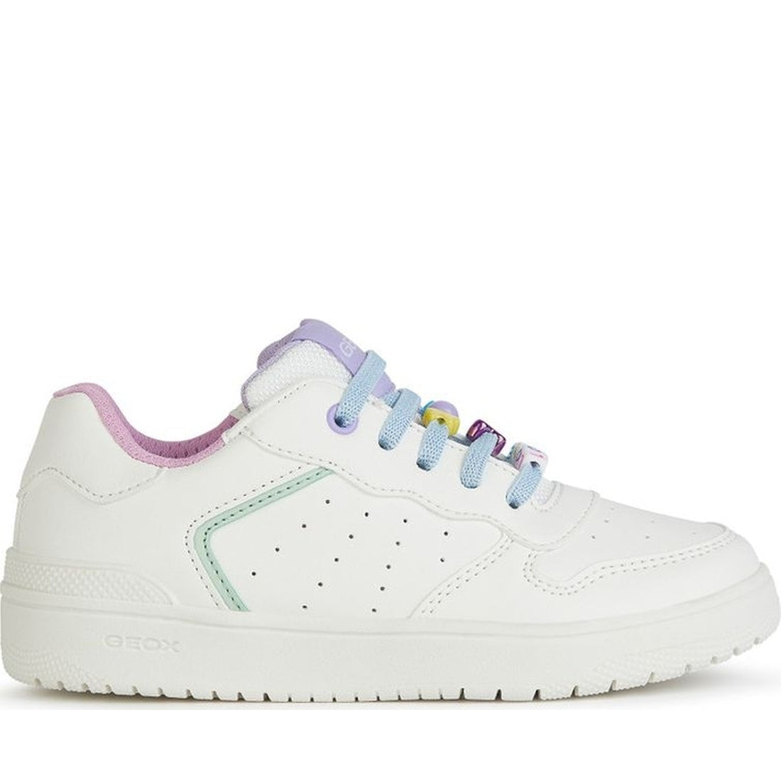 Geox girls white, multicolor washiba sneakers | Vilbury London