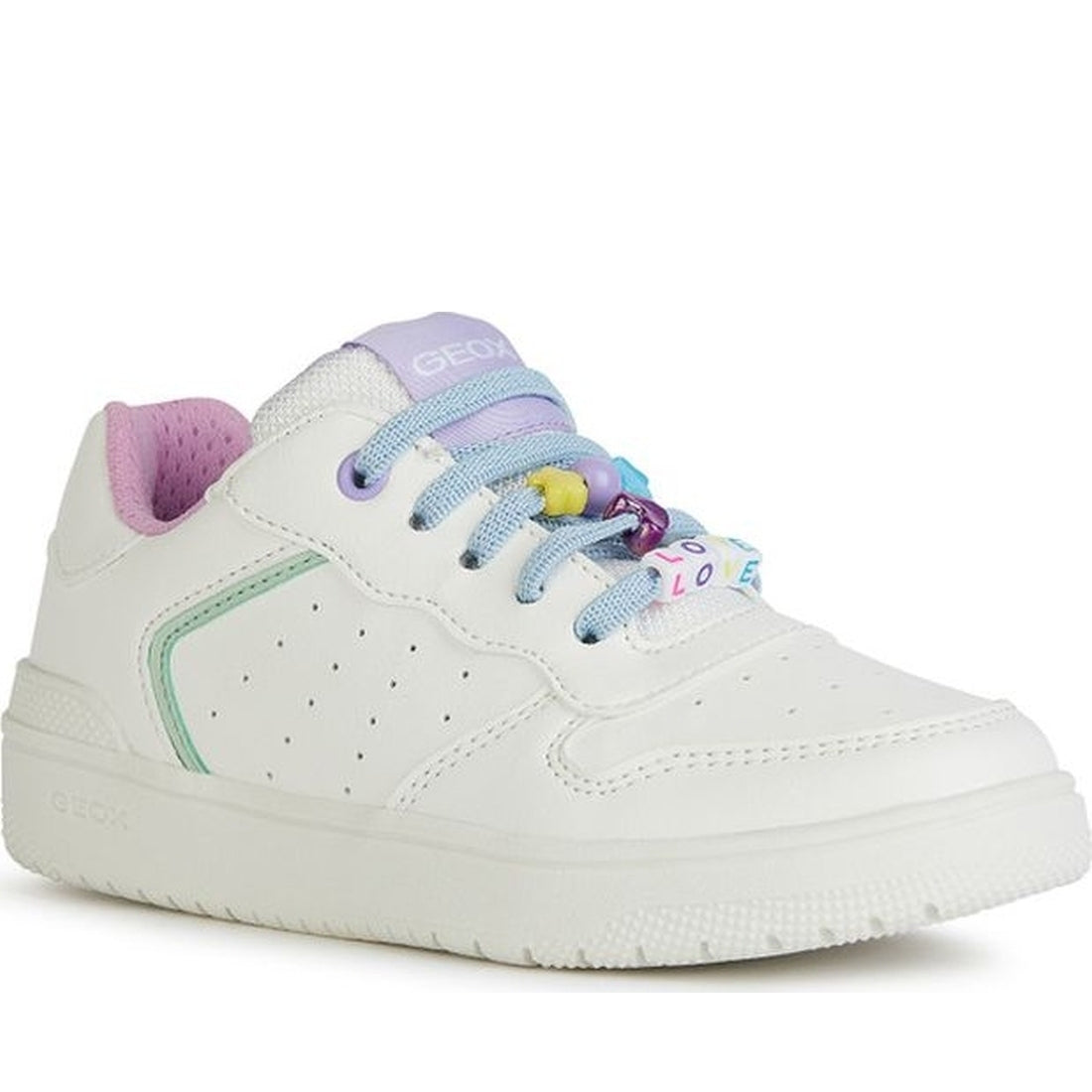 Geox girls white, multicolor washiba sneakers | Vilbury London