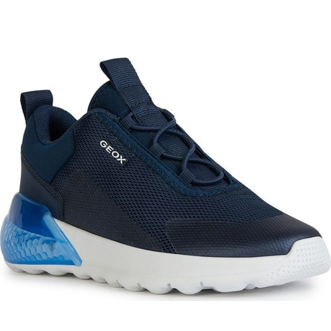 Geox boys navy activart illuminus sneakers | Vilbury London