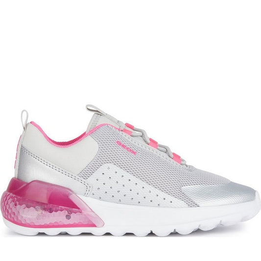 Geox girls silver, fluo fuchsia activart illuminus sneakers | Vilbury London