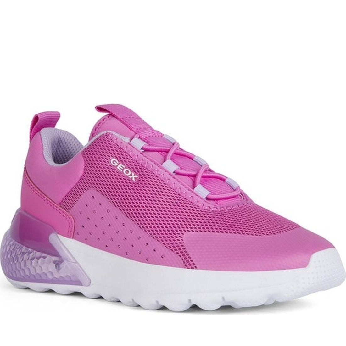 Geox girls fuchsia, lilac activart illuminus sneakers | Vilbury London