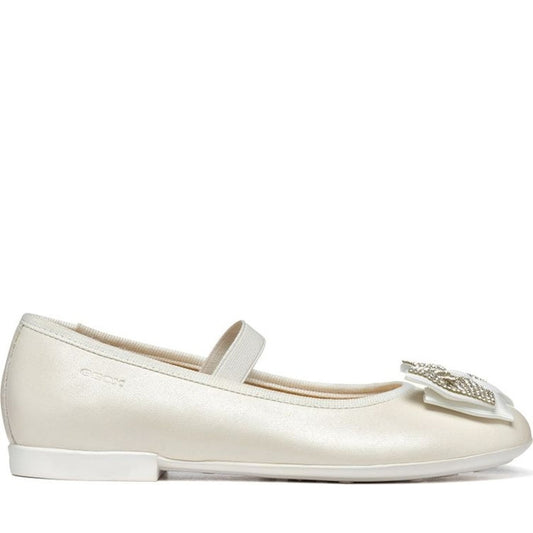 Geox girls white plie' ballerina | Vilbury London