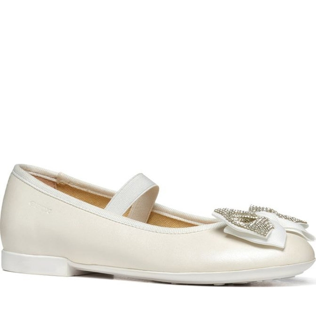 Geox girls white plie' ballerina | Vilbury London