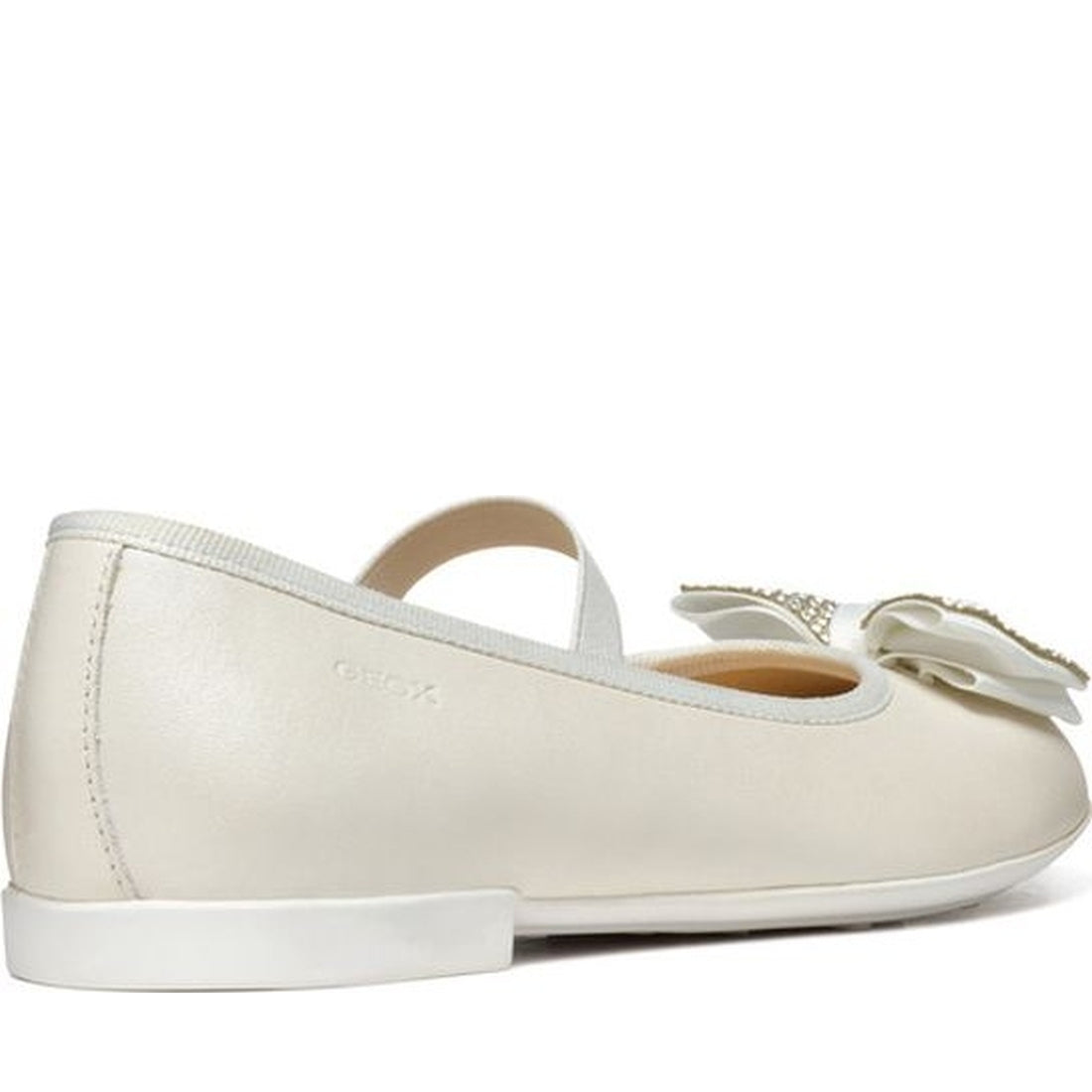 Geox girls white plie' ballerina | Vilbury London