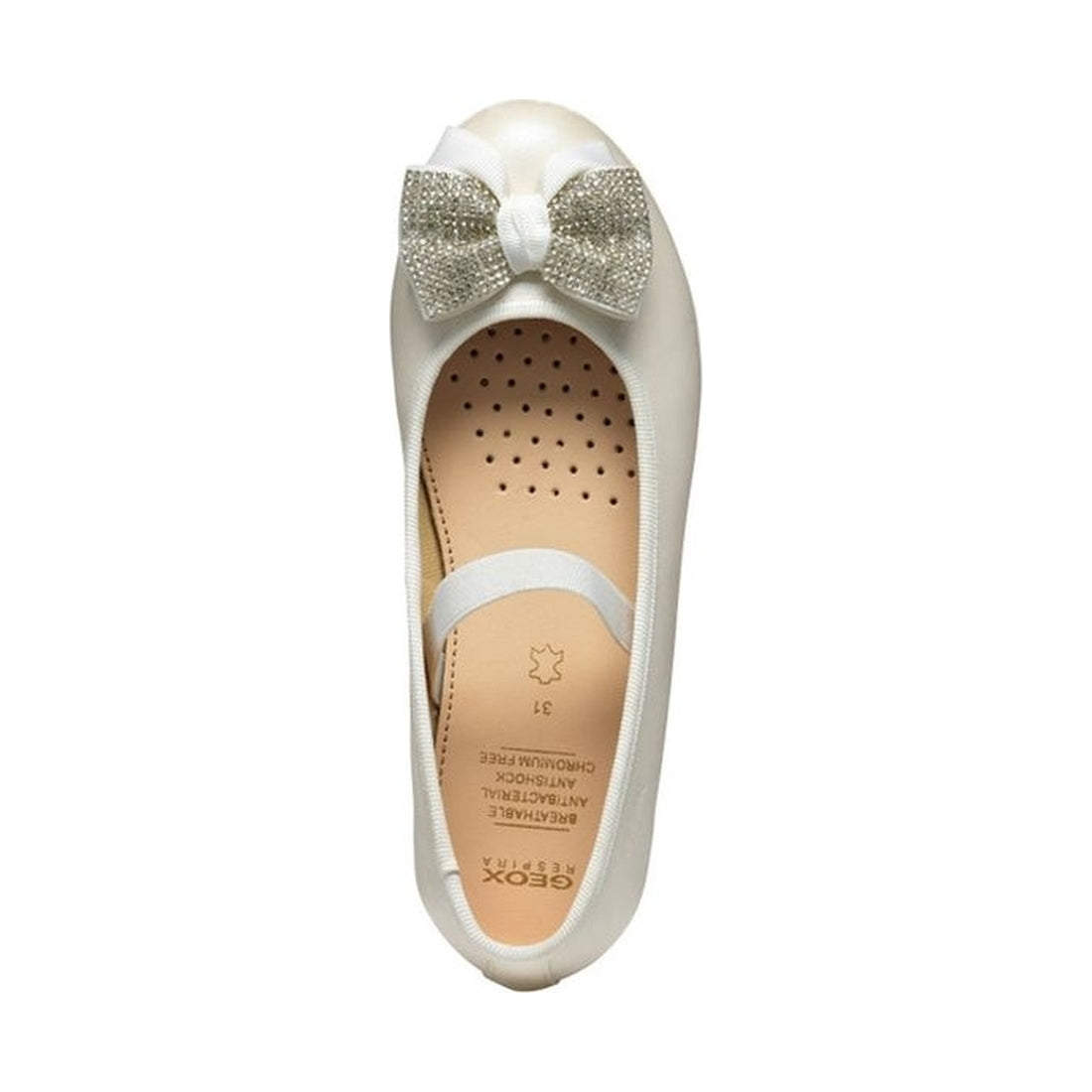 Geox girls white plie' ballerina | Vilbury London