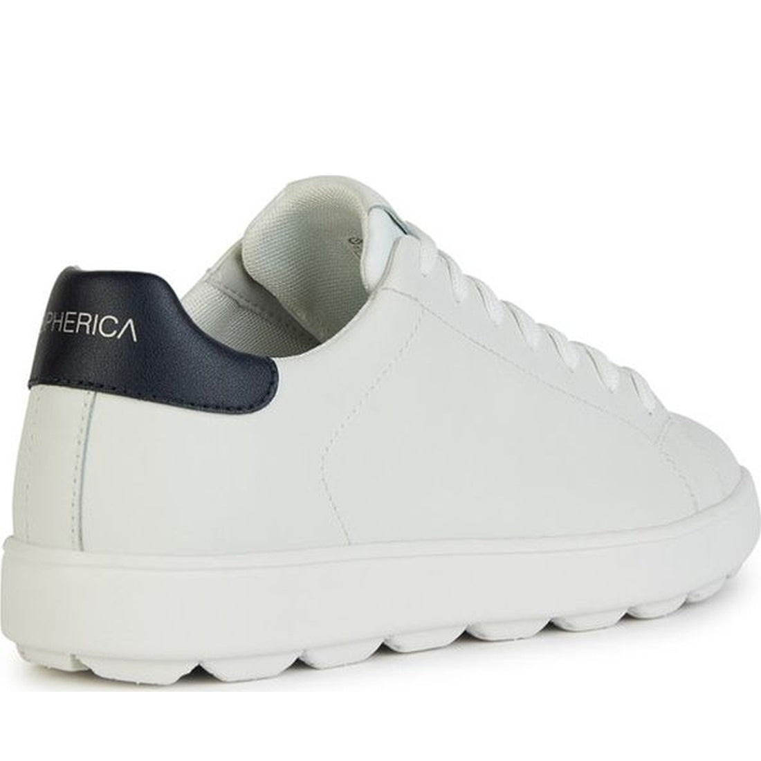 Geox mens white, navy spherica ecub-1 sneakers | Vilbury London