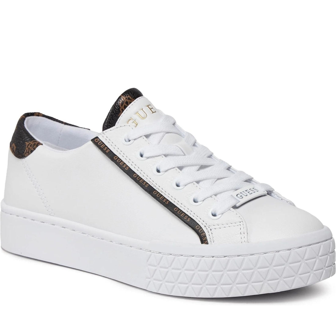 Guess womens white pardie6 sneakers | Vilbury London