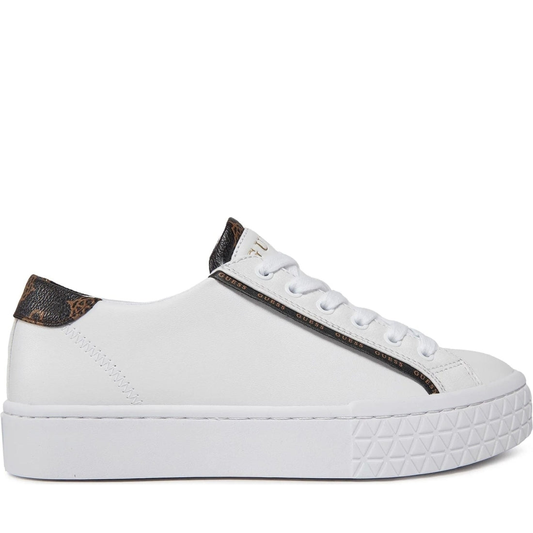 Guess womens white pardie6 sneakers | Vilbury London