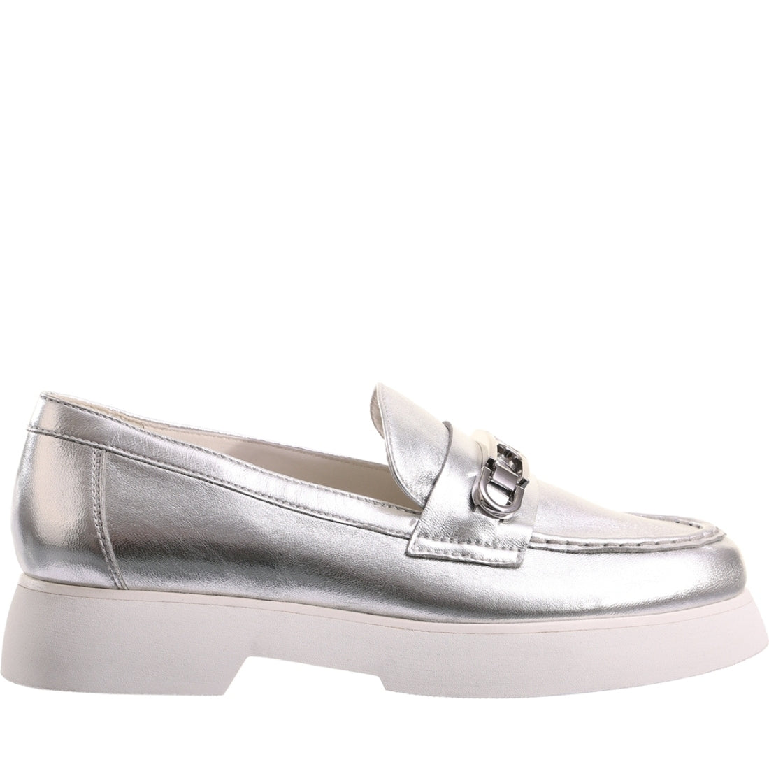 Hogl womens silver cecil loafers | Vilbury London