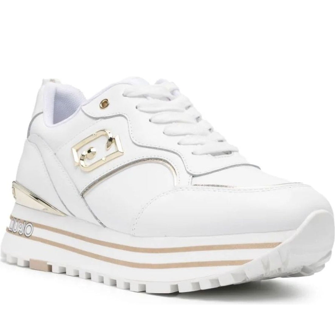 Liu Jo womens calf white maxi wonder 73 sneaker | Vilbury London