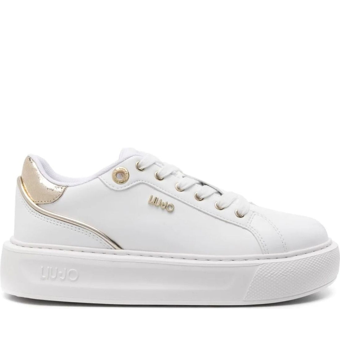 Liu Jo womens laminat white kylie 27 sneaker | Vilbury London