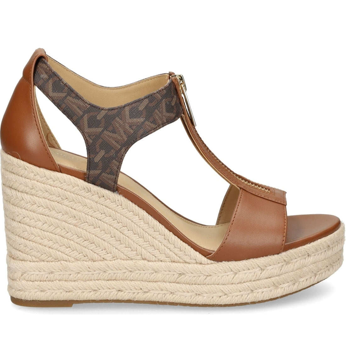 Michael Kors womens brn, luggage berkley mid wedge sandals | Vilbury London