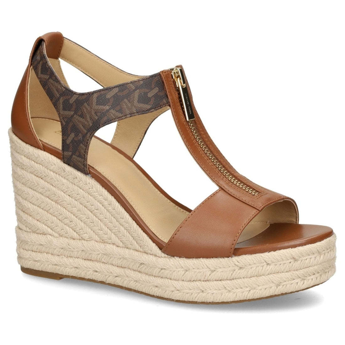 Michael Kors womens brn, luggage berkley mid wedge sandals | Vilbury London