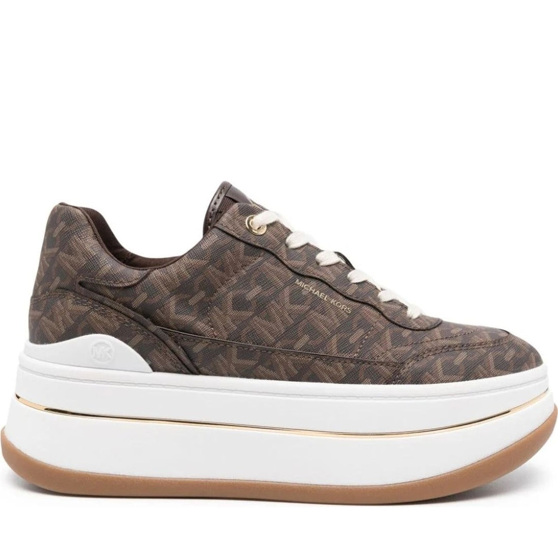 Michael Kors womens brown hayes lace up trainers | Vilbury London