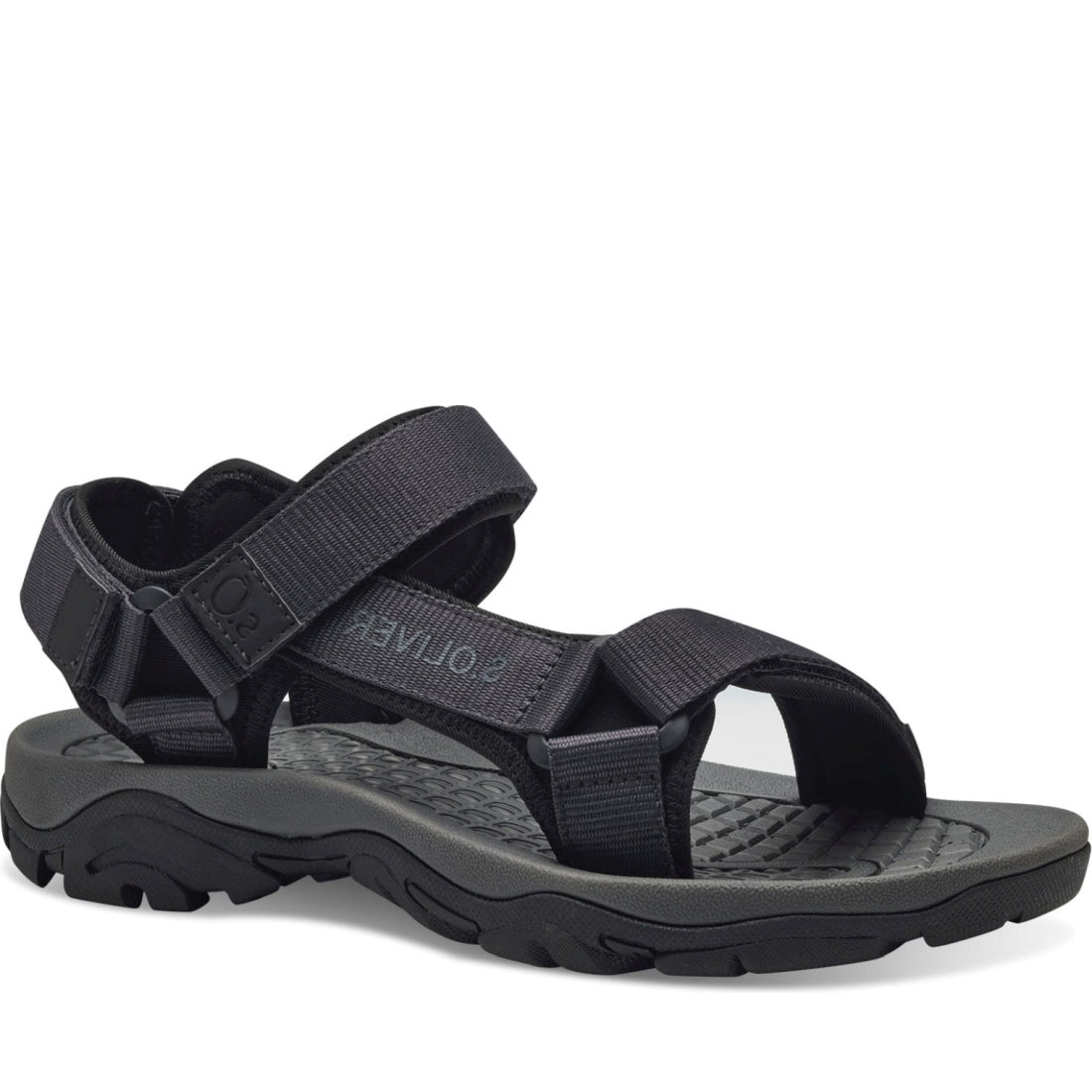 s.Oliver mens black navy casual open sandals | Vilbury London