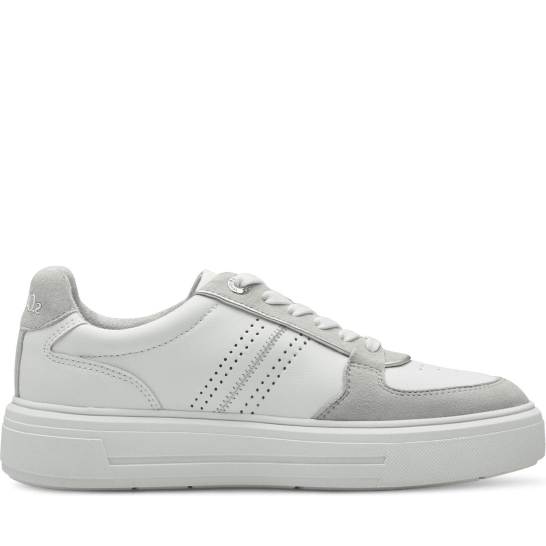 s.Oliver womens white, grey leisure trainers | Vilbury London