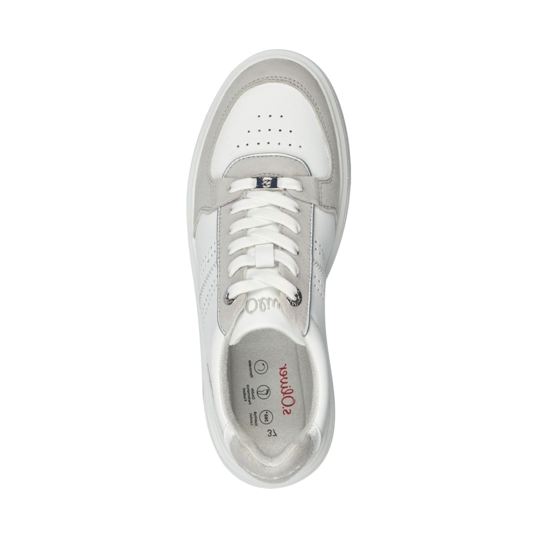 s.Oliver womens white, grey leisure trainers | Vilbury London