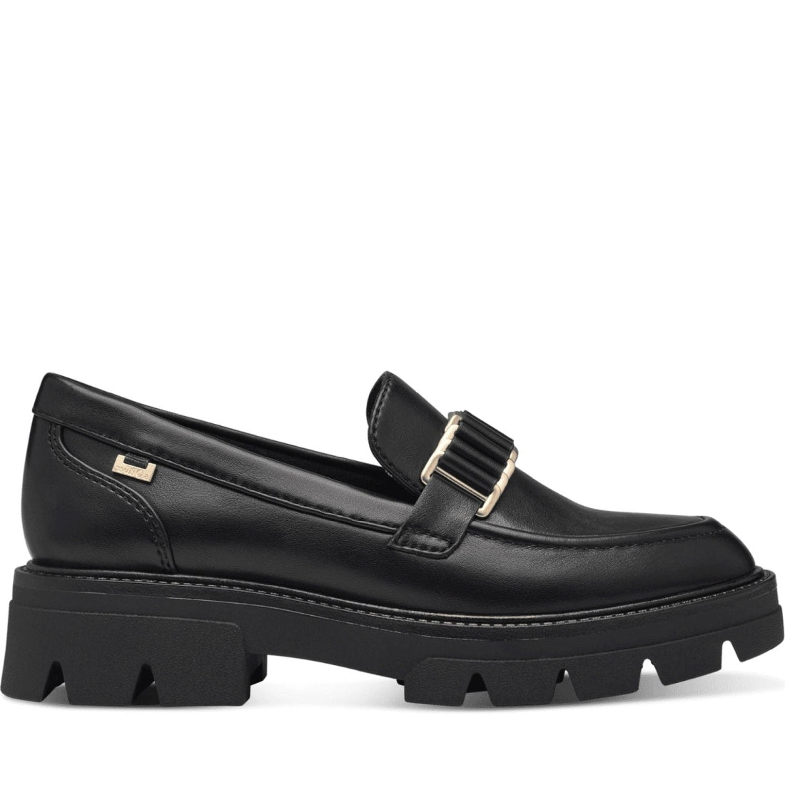 s.Oliver womens black casual closed loafers | Vilbury London