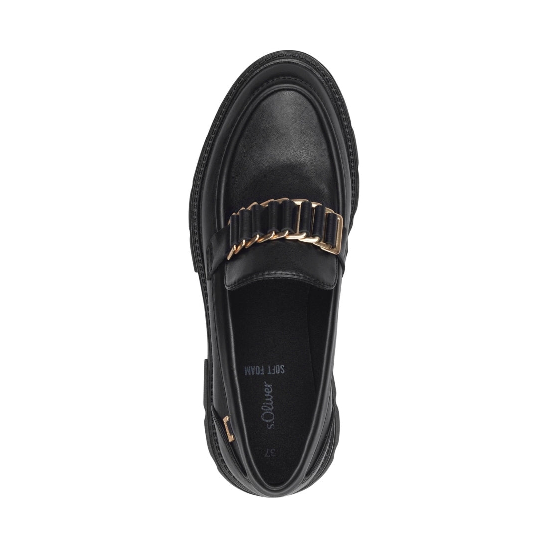 s.Oliver womens black casual closed loafers | Vilbury London