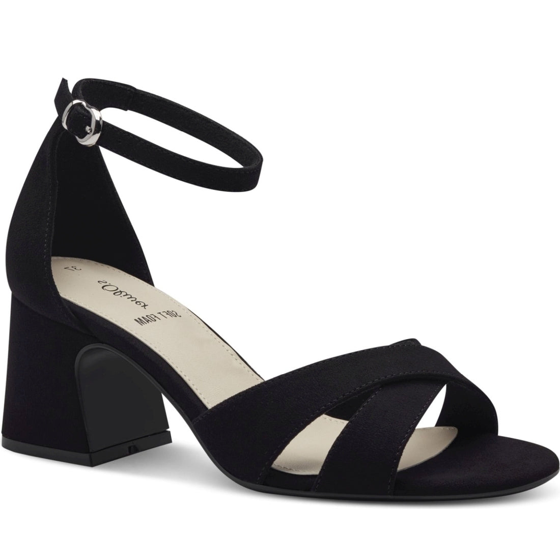 s.Oliver womens black elegant part-open sandals | Vilbury London